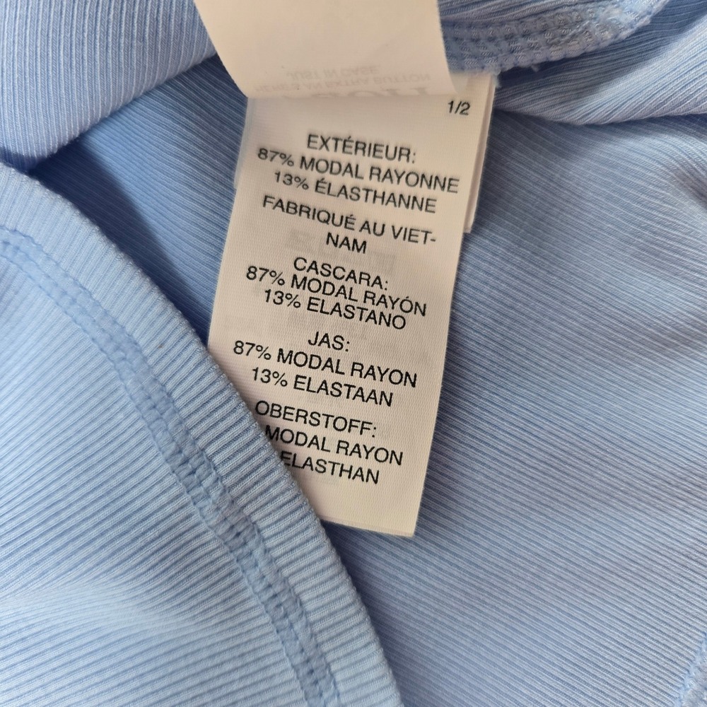 Vuori Polo Shirt Womens S‎ Light Blue Ribbed Knit Short Sleeve VW1050 Crop - Picture 4 of 7